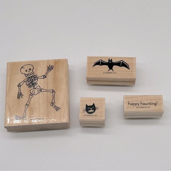 Stampin' Up! Other - Stampin' Up! Scary Skeleton Wood Mounted Set & black Spider Web Doilies (22 ct)